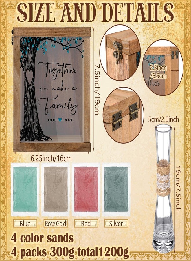 Anglechic Wedding Unity Sand Ceremony Kit with Wood Box 4 Ceremony Vase 4 Wedding Sand Function Sets for Marriage Bridal Party(Bright Color,Tree) - Image 3